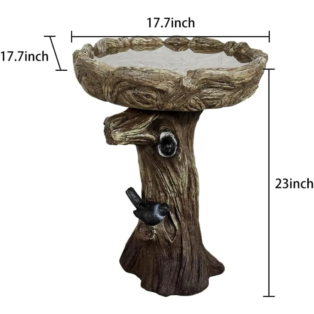 Fibre Reinforced Concrete Bird Baths With Woodland Tree Trunk Design