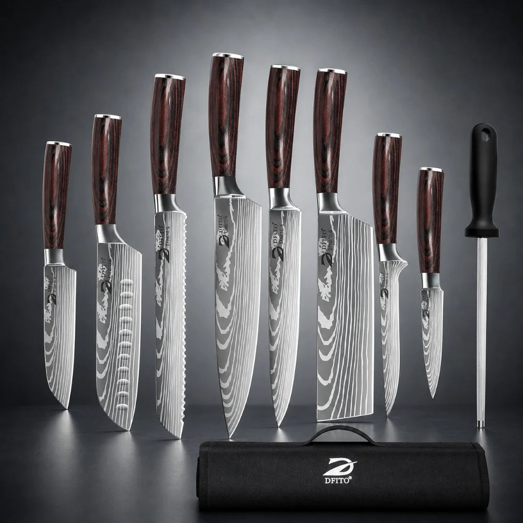 MDHAND Damascus Stainless Steel Knife Set with Protective Carry Bag