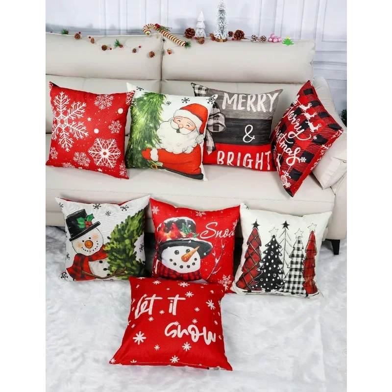 Set Of 4 Double Sided Christmas Throw Pillows 8 Patterns