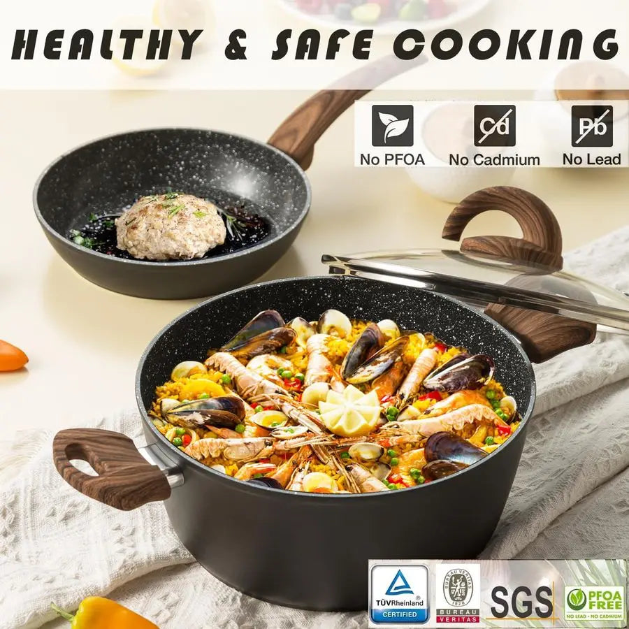 Nonstick Ceramic Cookware Set With Induction Compatible Pots And Pans