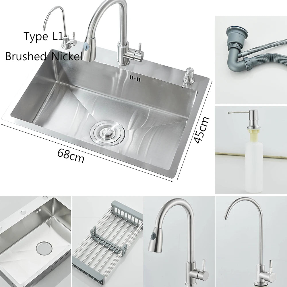 MYQualife Stainless Steel Undermount Kitchen Sink Four Holes With Drain
