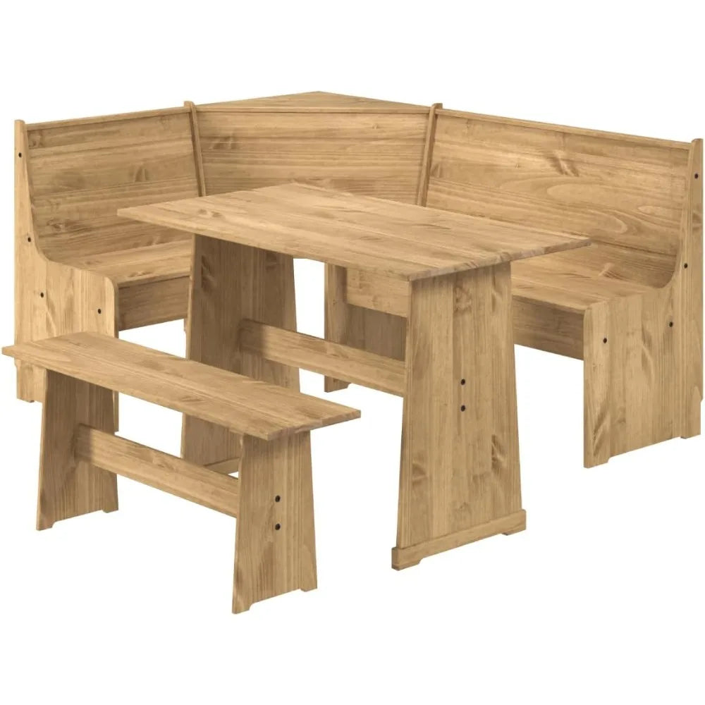 Solid Wood Corner Dining Table Set Farmhouse Dining Furniture