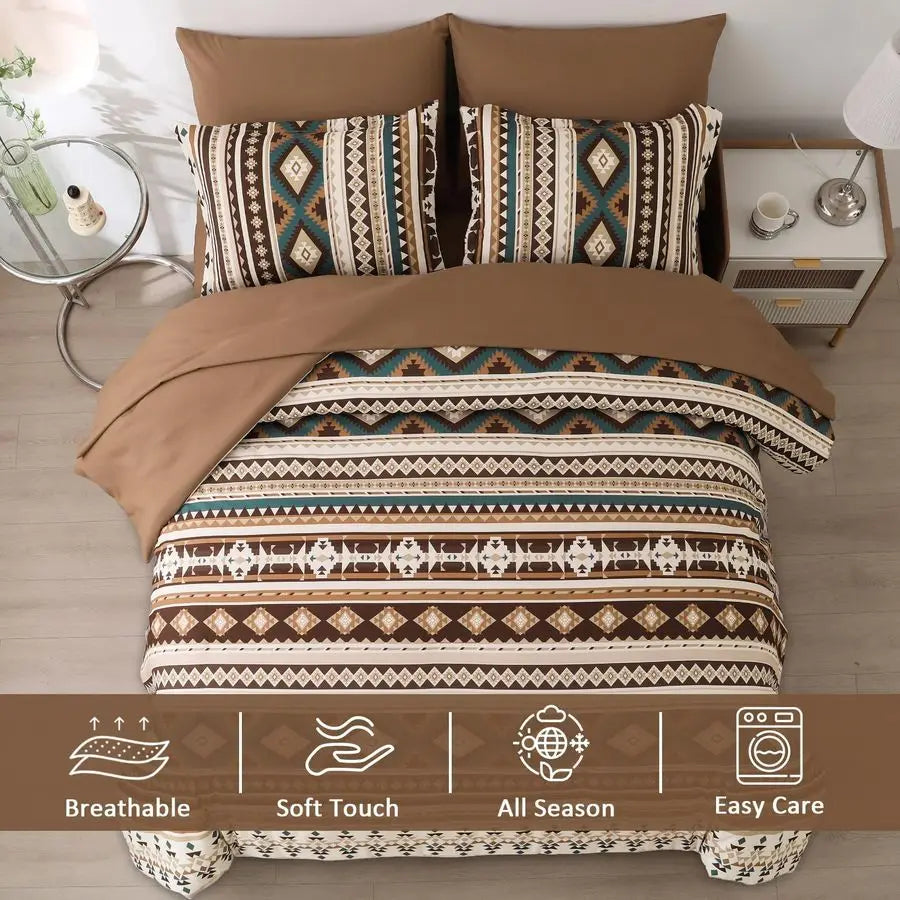 Boho Comforter Set Bed In A Bag 7 Piece Geometric Stripe Bedding
