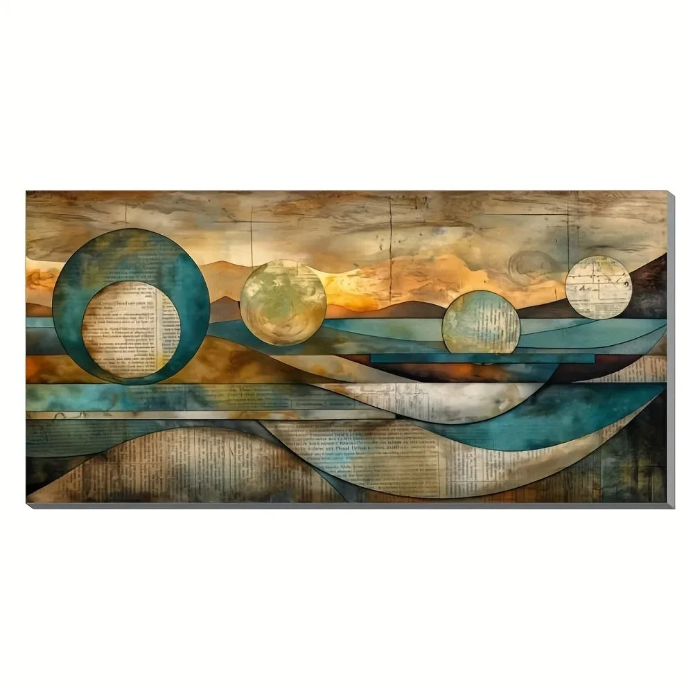 Art Deco Modern Canvas Wall Art In Pine Frame Accent