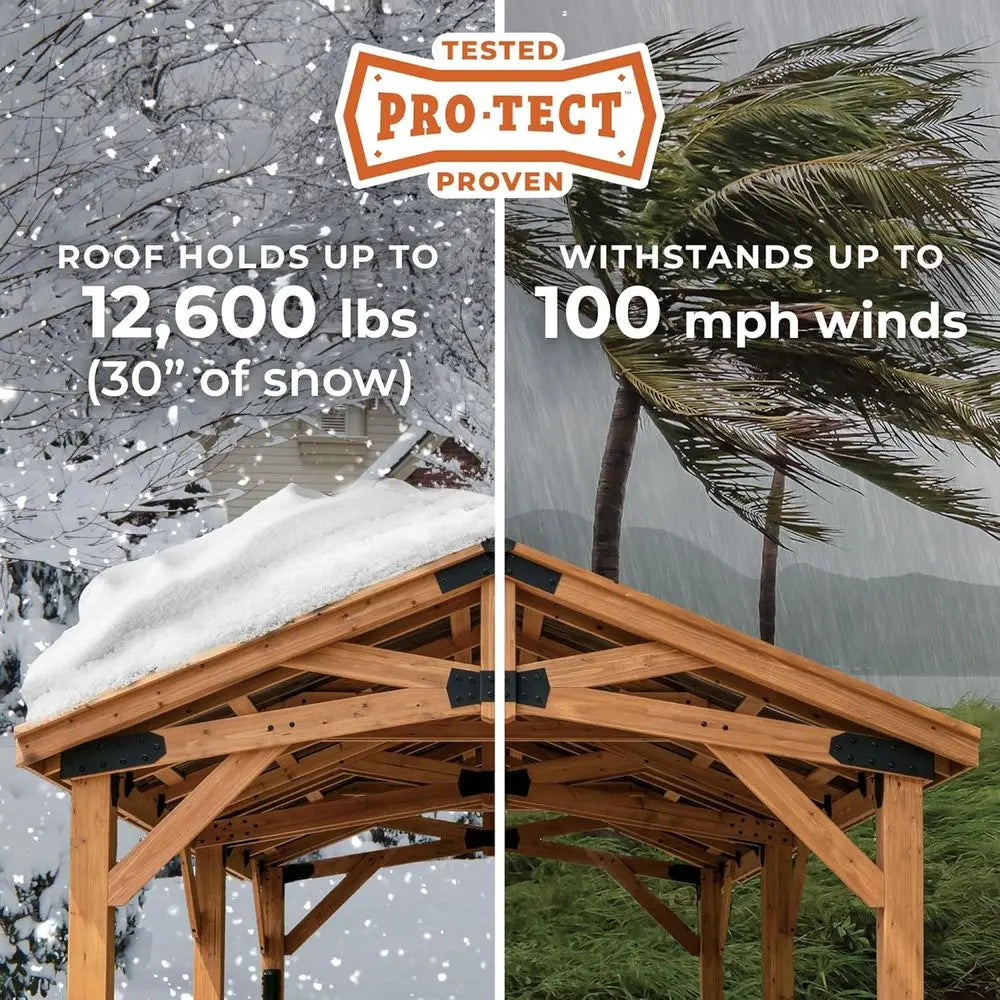 Cedar Wood Carport Pavilion With Steel Roof For Outdoor Shelter