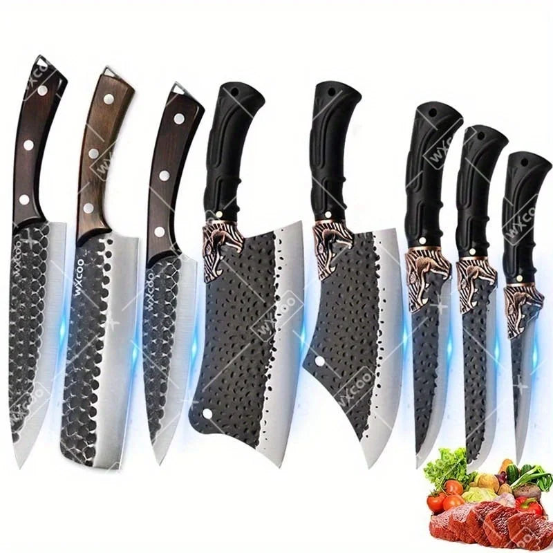WXCOO 8 Piece Kitchen Chef Knife Set Stainless Steel Forged