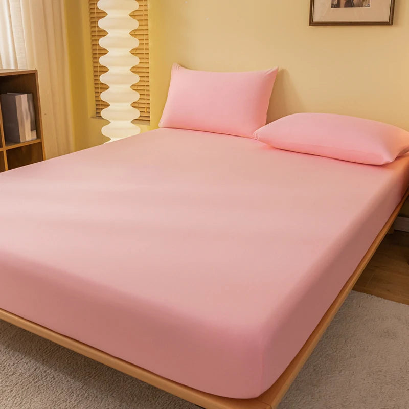 Matte Solid Polyester Fitted Sheet For Bedroom Decor