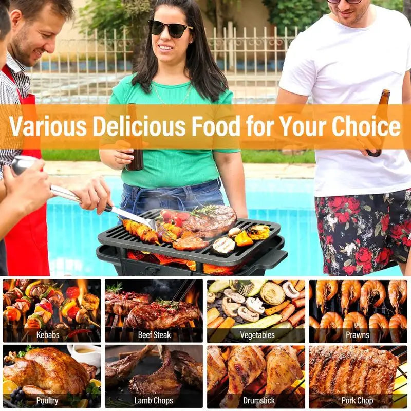 Portable Cast Iron Hibachi Grill With Grate Lifter