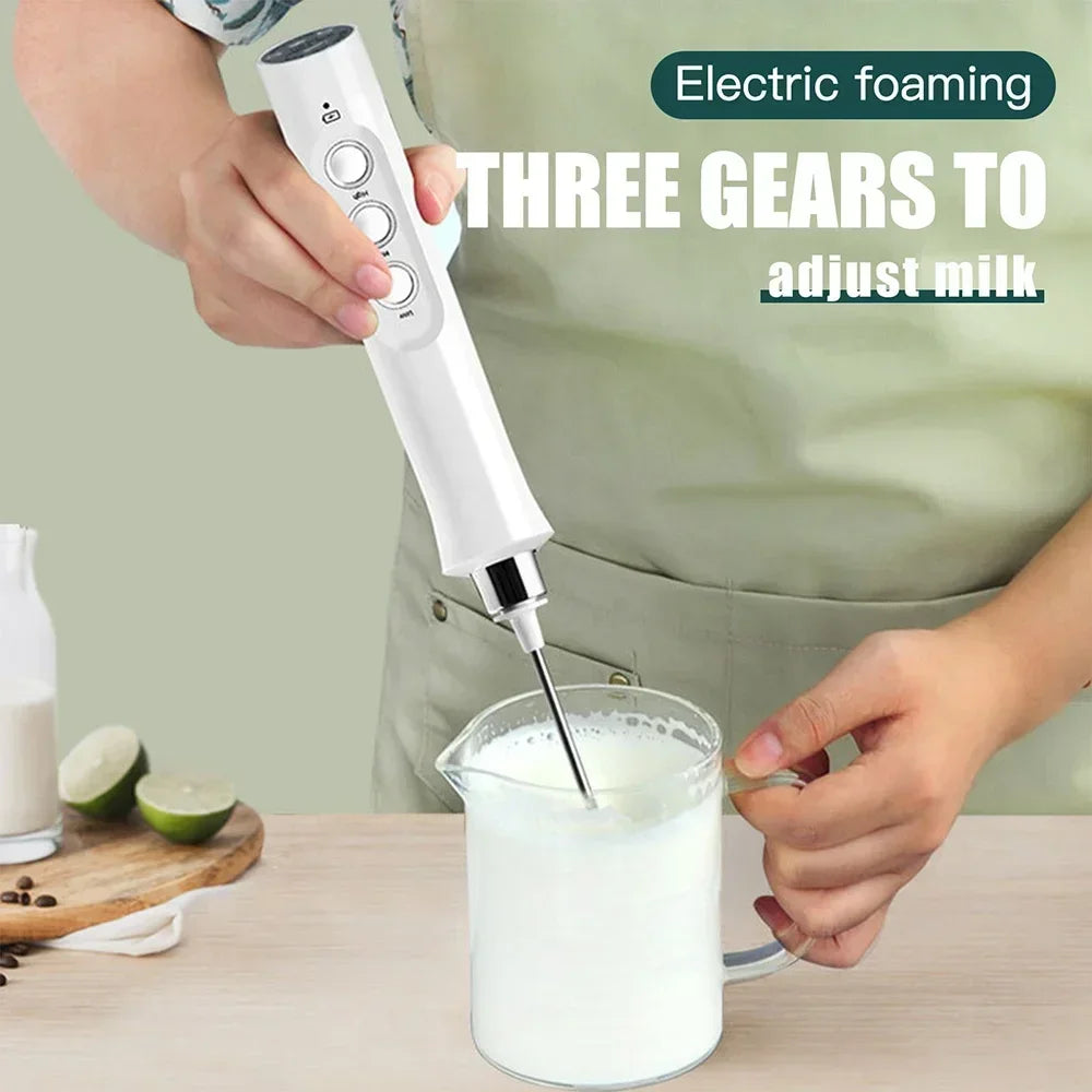 Stonego Rechargeable Milk Frother Handheld Coffee Foam Maker With Whisk
