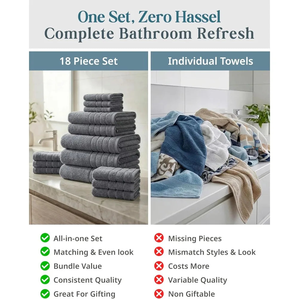 Cotton Towels Set Bathroom Pack Super Soft And Quick Dry