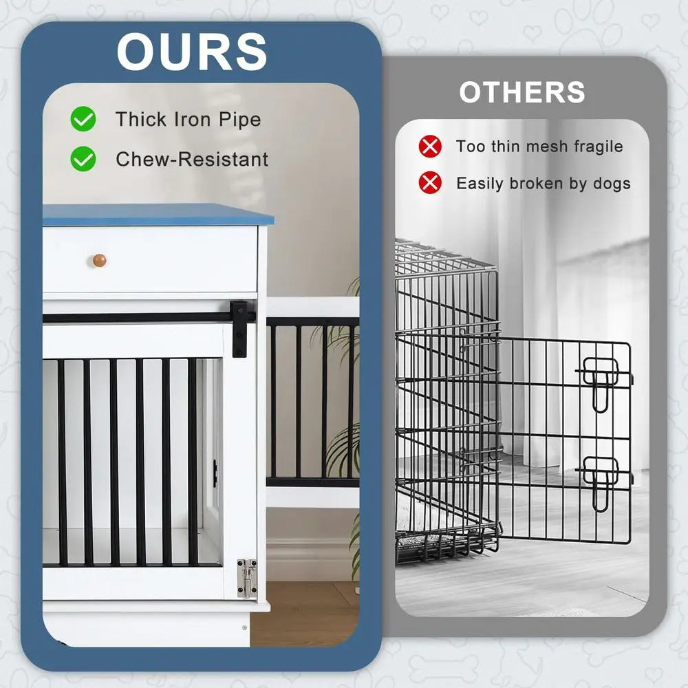Dog Crate Furniture Farmhouse Style Kennel With Storage Drawers