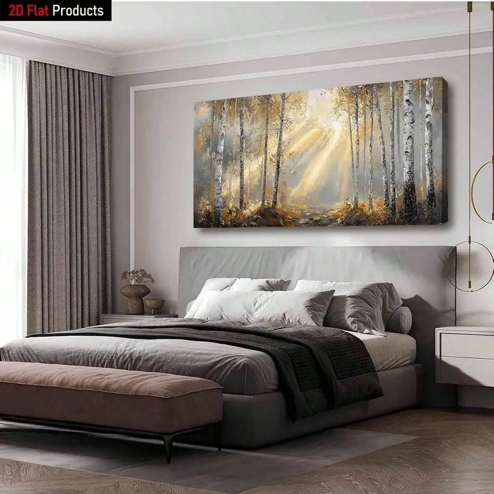 XMSJ Autumn Forest Sunlight Impressionist Canvas Wall Art Poster