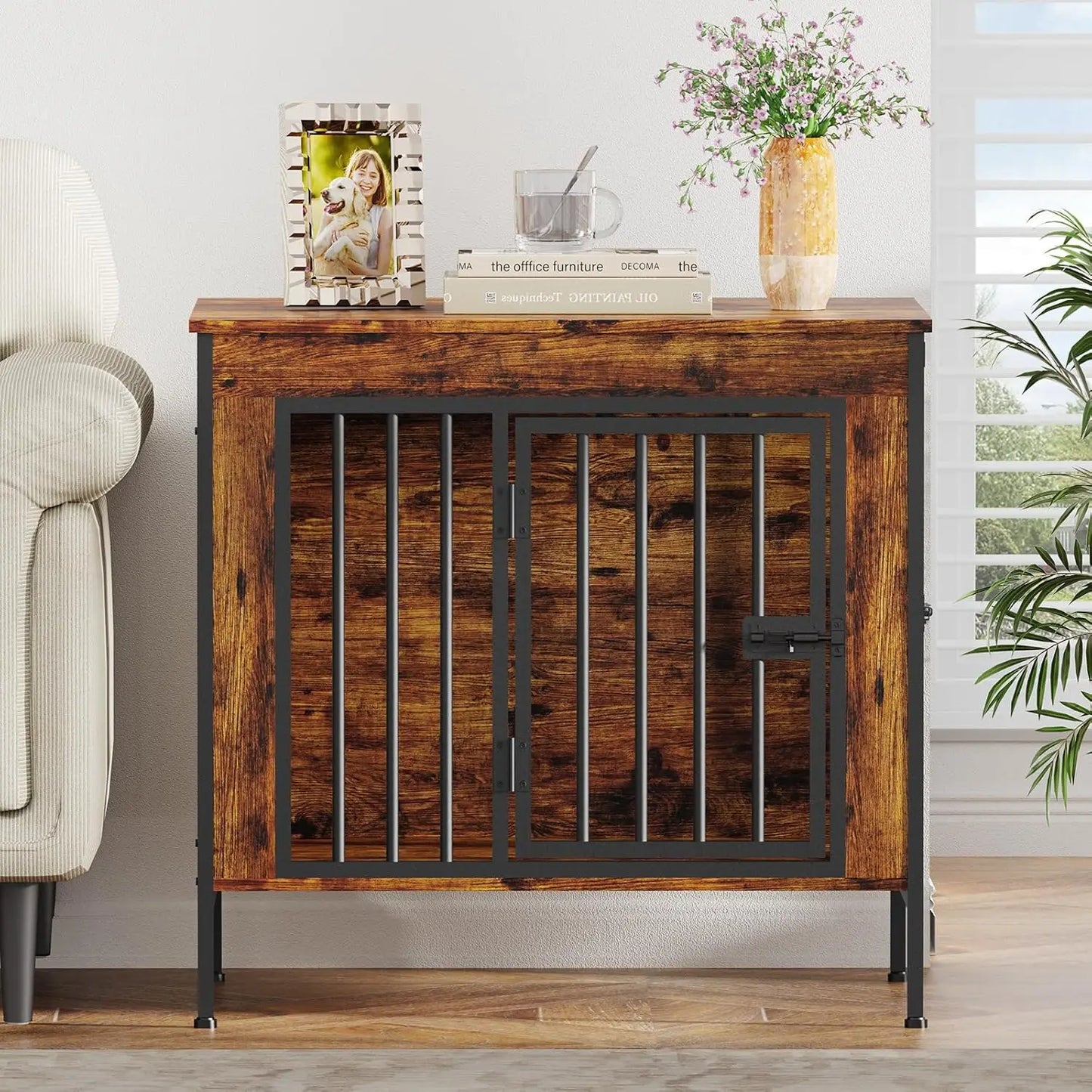 Heavy Duty Dog Crate Furniture Indoor Kennel TV Stand