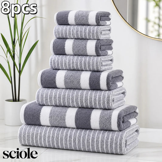 Premium Ultra Absorbent Eight Piece Polyester Bath Towel Set