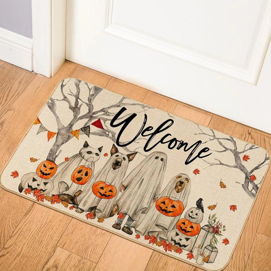 Halloween Pumpkin Doormat Cartoon Pattern Outdoor Entryway Mat
