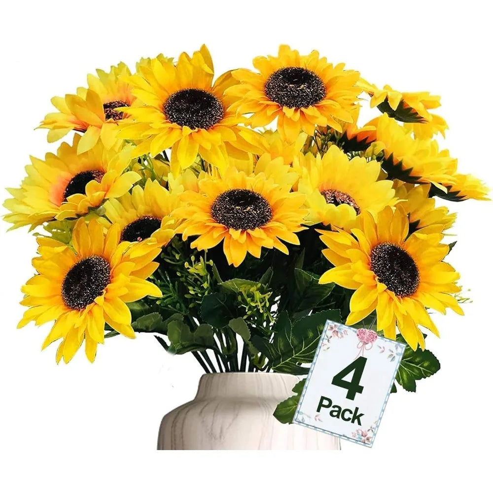 Sunflowers Artificial Flowers 28-Piece Outdoor Fall Decor Bouquet