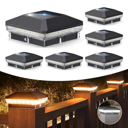 Kpstek 6 Pack Solar Post Cap Lights Outdoor Waterproof Led