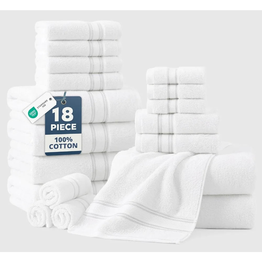 Premium 100% Cotton Towel Set Combed Zero Twist Plush Soft Texture