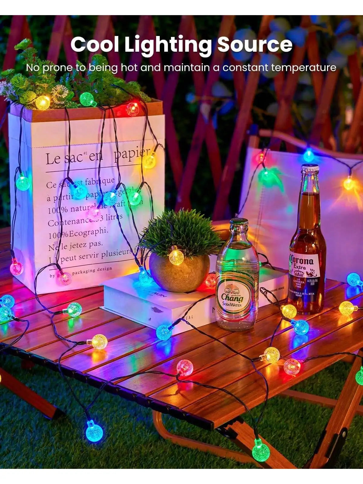 Bhony Solar Powered String Lights Outdoor Waterproof Garden Decor