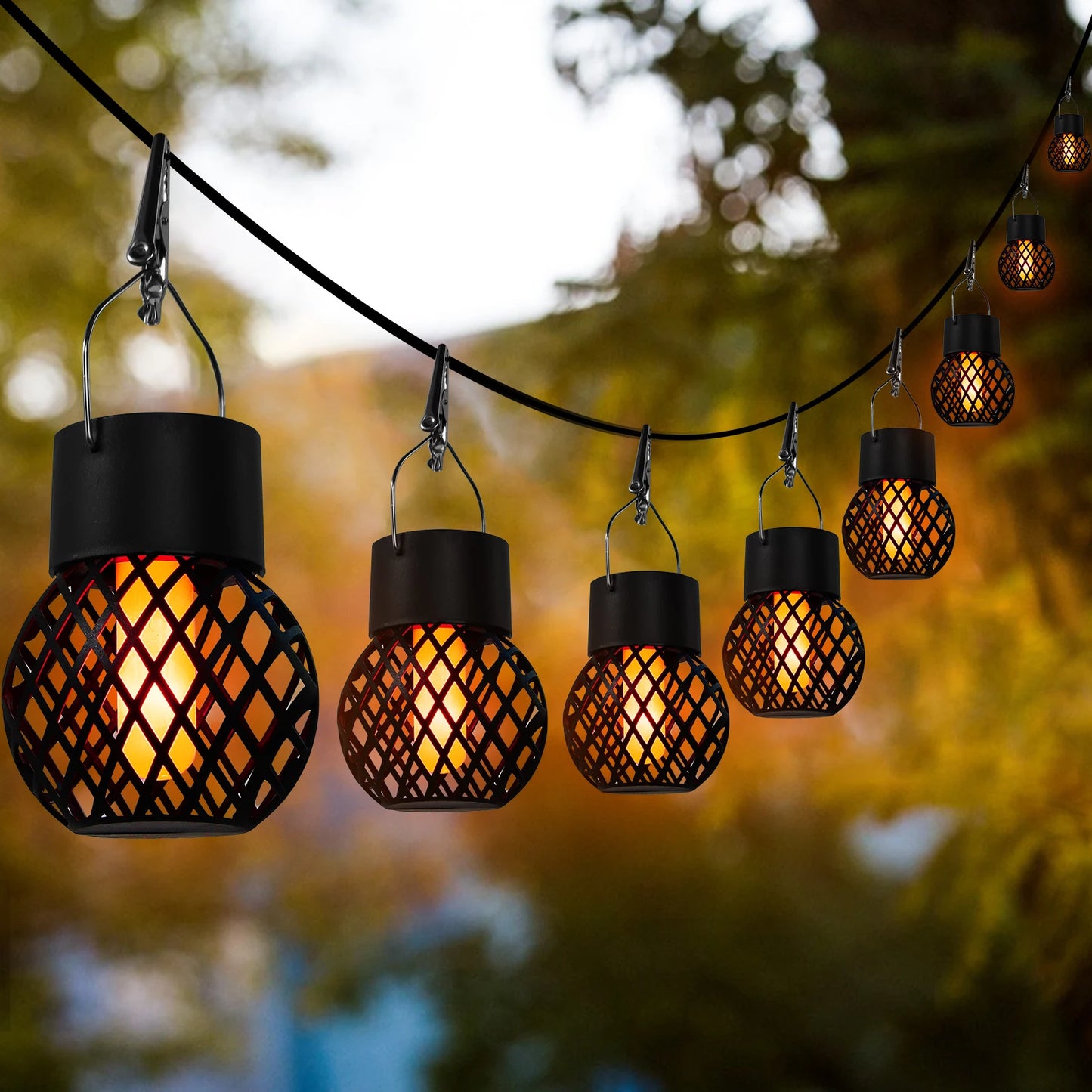 Solar Powered Pendant Lights for Outdoor Landscaping IP65 Waterproof