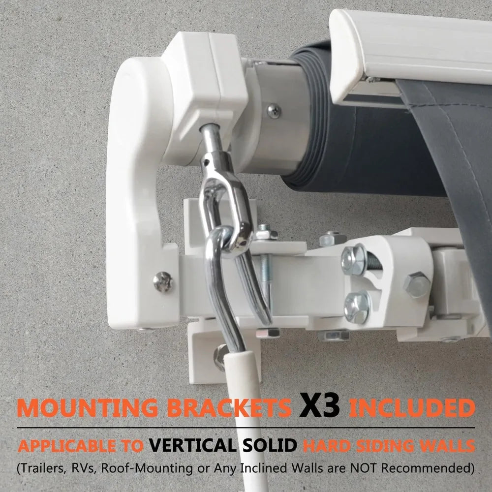 NONECN Manual Retractable Patio Awning With Crank Canopy For Deck
