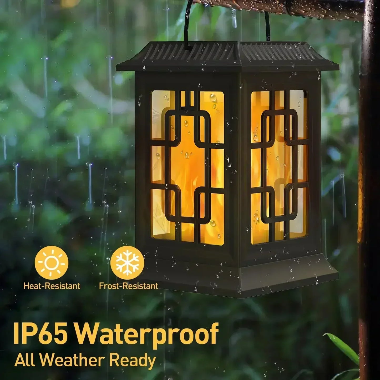 SZRSTH IP65 Solar Hanging Lantern LED Flame Light Outdoor Garden