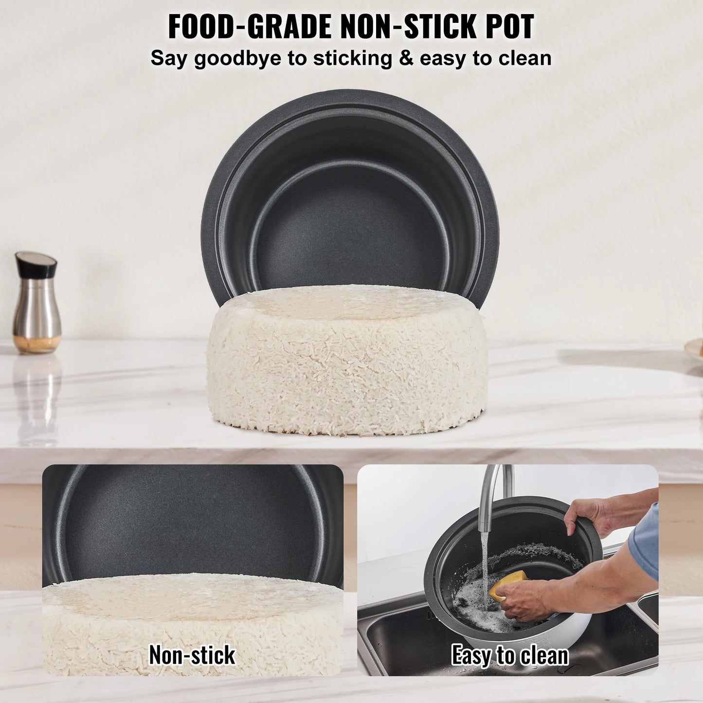 VEVOR Commercial Rice Cooker Aluminium Nonstick Inner Pot 24 Hour Keep Warm