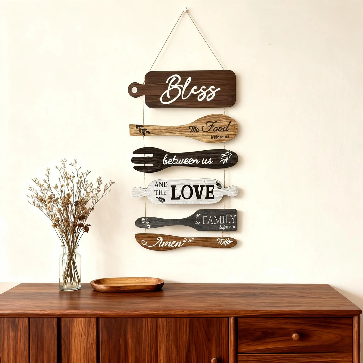 Bless The Food Before Us Wooden Farmhouse Kitchen Sign