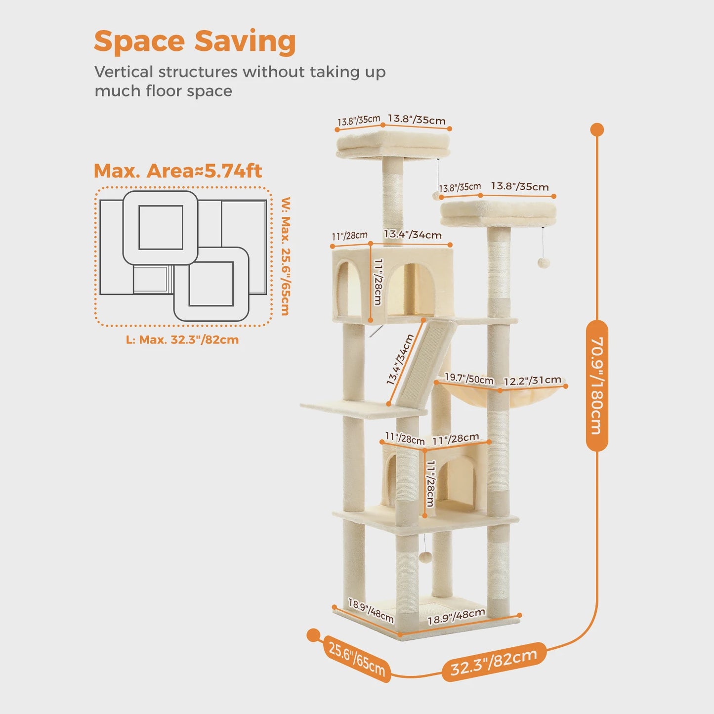 PAWZ Road Tall Cat Tree Large Multi Level Cat Condo