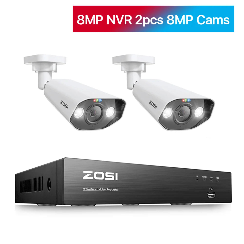 ZOSI 8CH POE Video Surveillance Kit 4K AI Night Vision