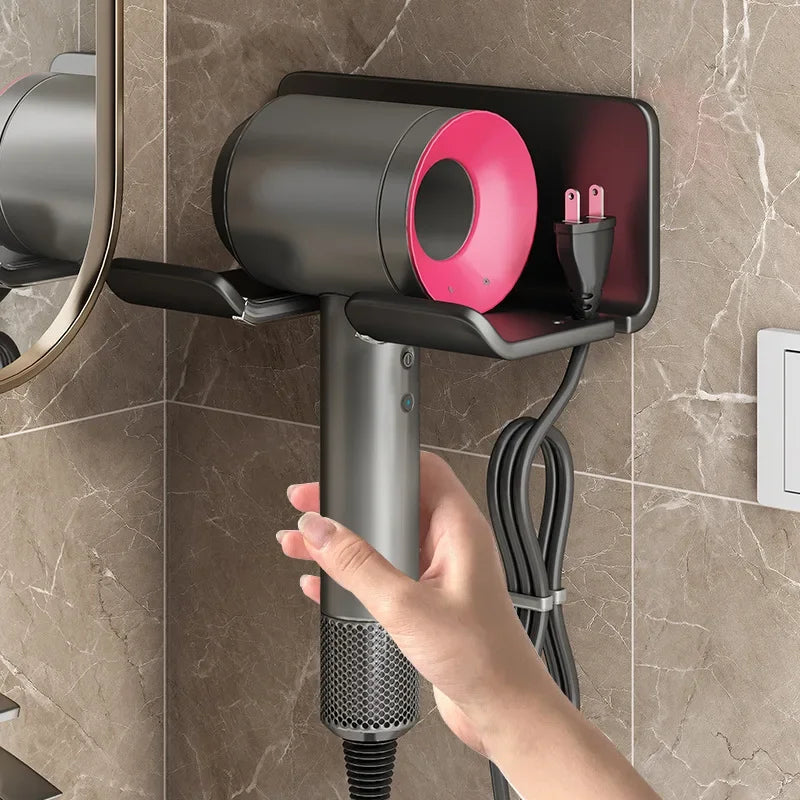 Hair Dryer Holder Wall Mount Aluminum Bathroom Shelf