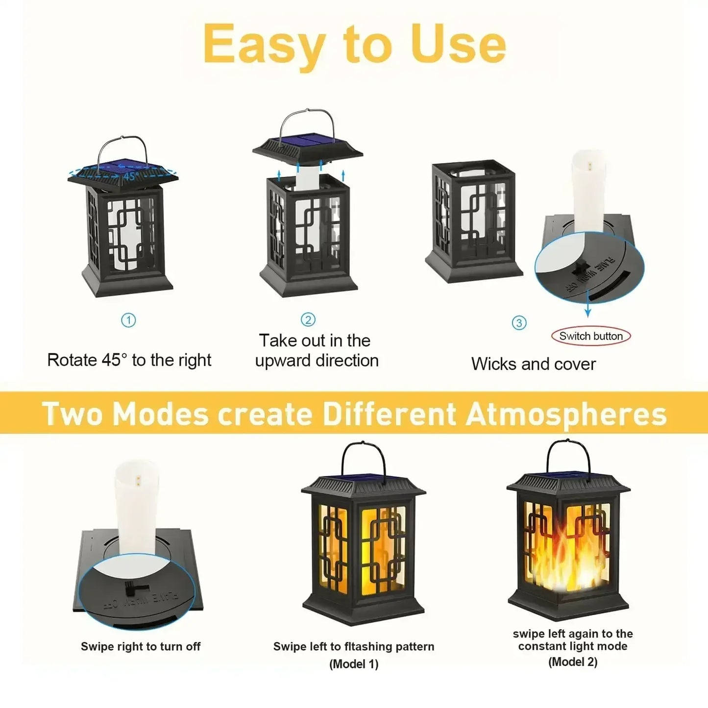 SZRSTH IP65 Solar Hanging Lantern LED Flame Light Outdoor Garden