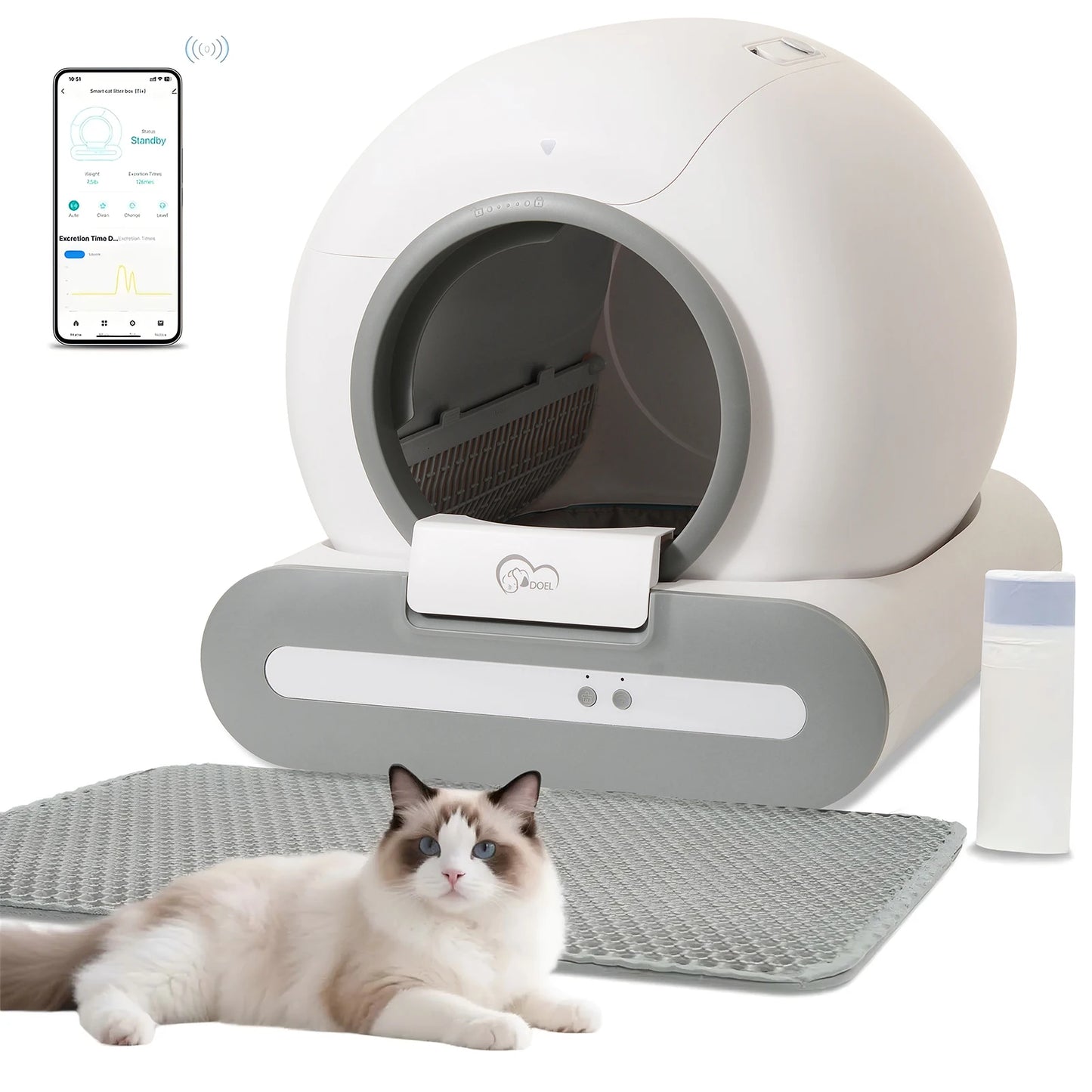 DOEL Self Cleaning Cat Litter Box With App Control 2 4G WiFi