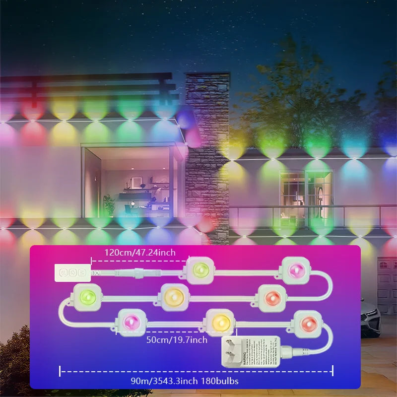 MIMIRGB Outdoor Waterproof RGB String Lights For Holidays