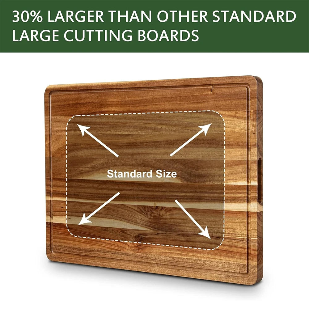 TWISTER.CK Wood Cutting Board With Juice Groove And Reversible Handle