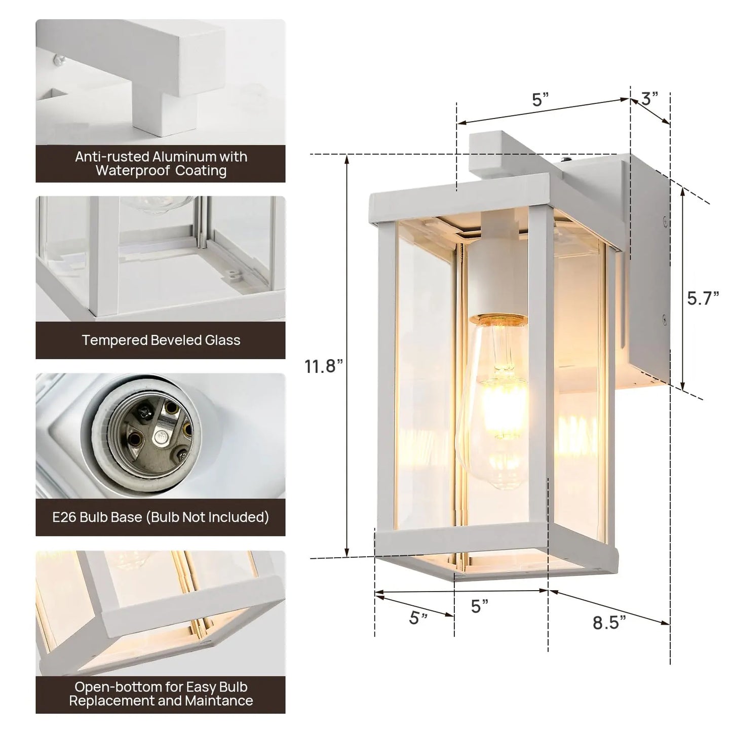 Dusk To Dawn Outdoor Wall Light With GFCI Outlet For Porch