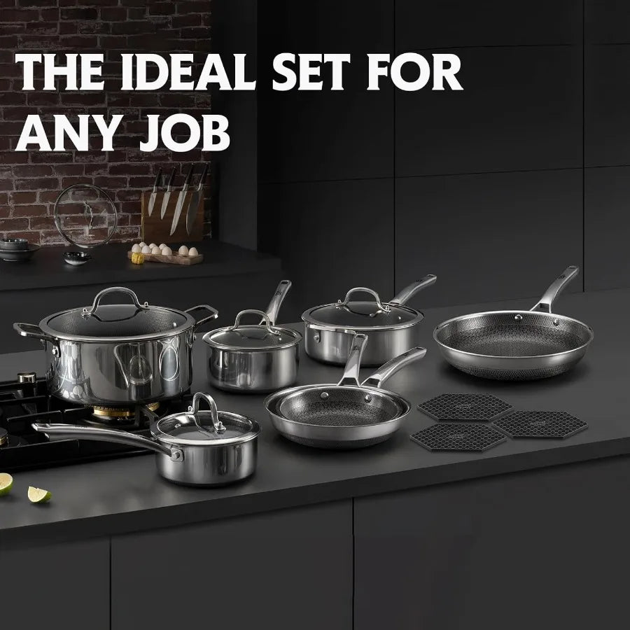 Premium Non Stick Stainless Steel Cookware Set With Frying Pans