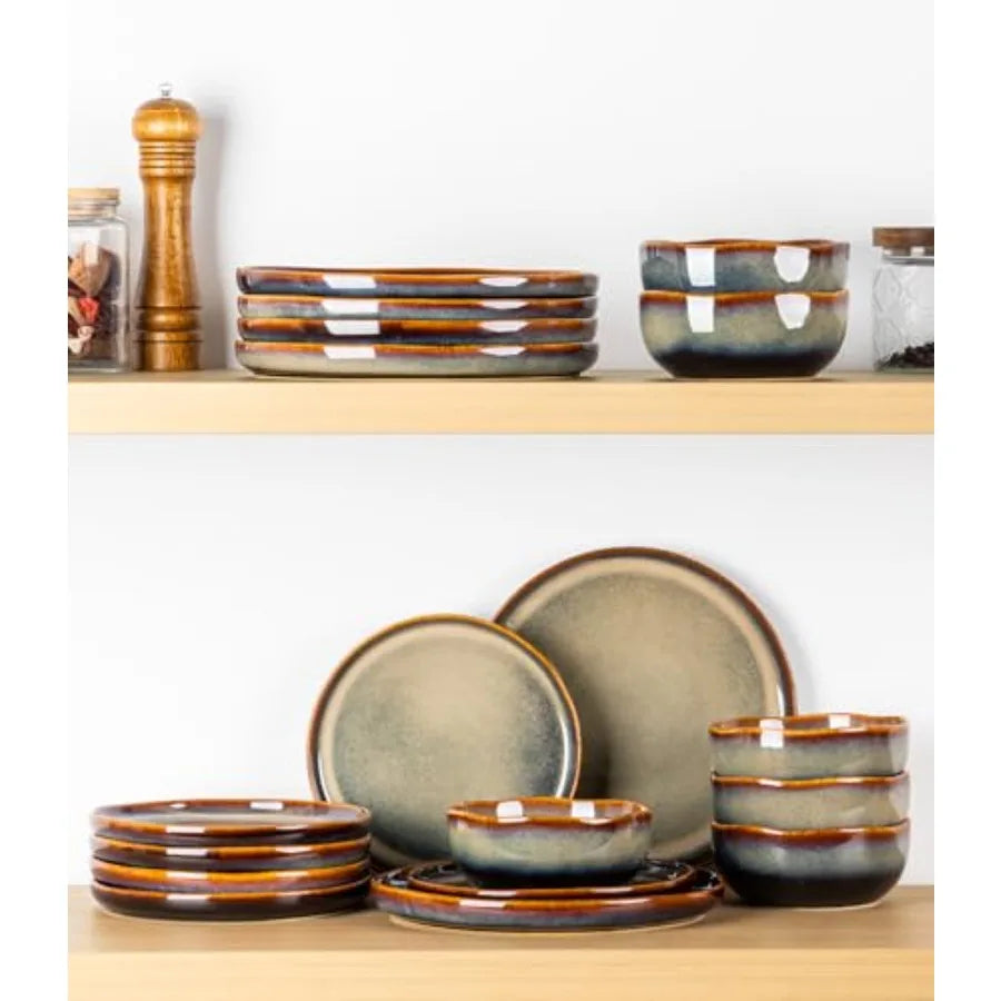 YAO HUI HUANG Ceramic Dinnerware Set for Six People Durable