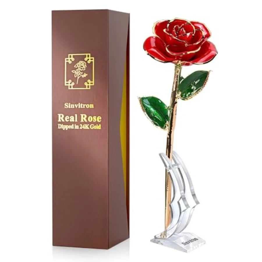 Gold Dipped Infinity Rose - Eternal Resin-Preserved Rose Forever Flower Decor for Birthdays Mother's Day Anniversaries Unique G