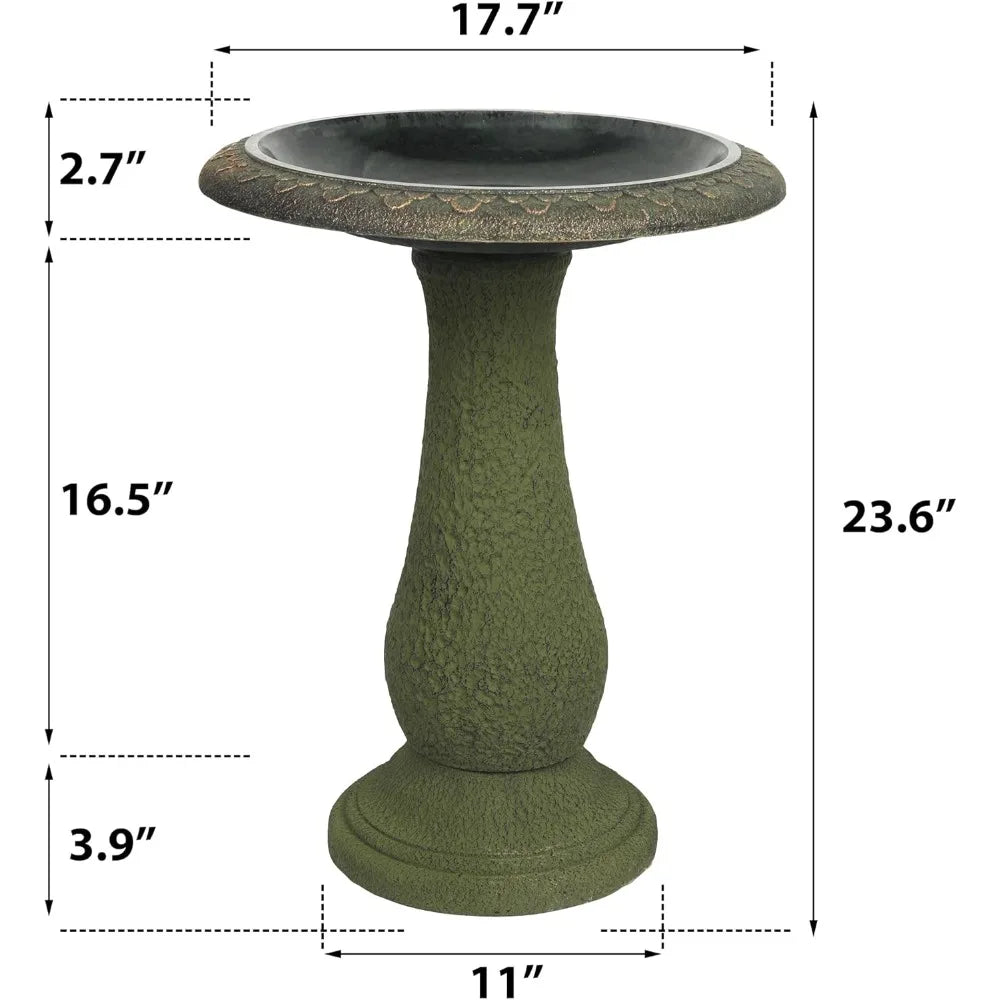 Solution4Patio Fiberclay Outdoor Marble-Look Bird Bath