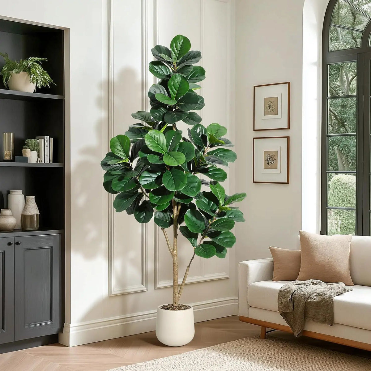 HiMiss Artificial Fiddle Leaf Fig Floor Tree With Planter