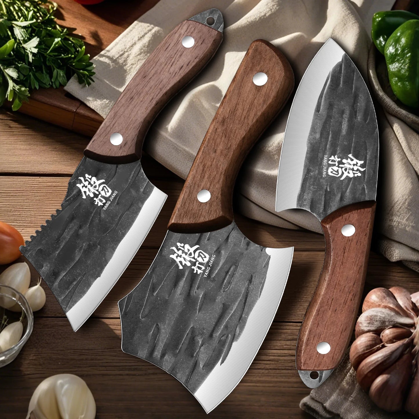 Feature 3 Piece Kitchen Knife Set Serrated Utility Knives Stainless Steel