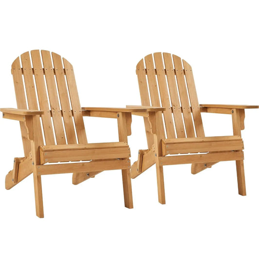 Folding Adirondack Chair Set Outdoor Weather Resistant Wood