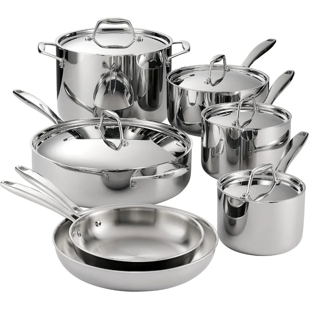 DAFIFY Signature Tri-Ply Stainless Steel 12-Piece Cookware Set With Lids