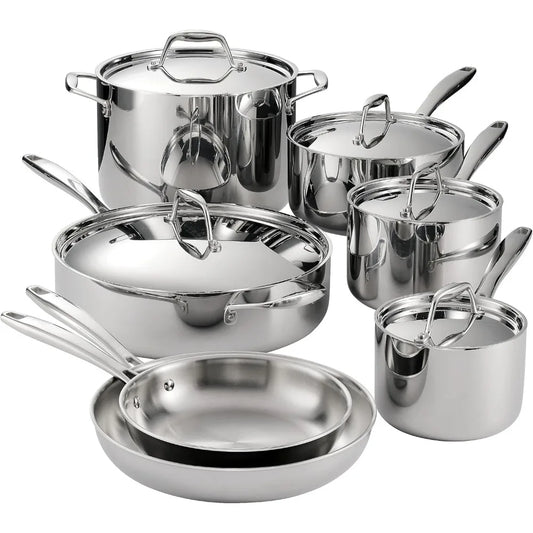 DAFIFY Signature Tri-Ply Stainless Steel 12-Piece Cookware Set With Lids