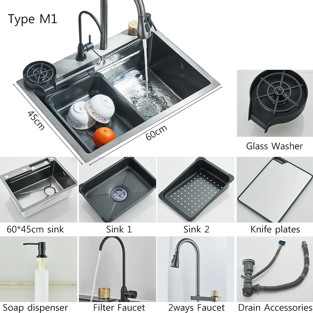MYQualife Stainless Steel Undermount Kitchen Sink Four Holes With Drain
