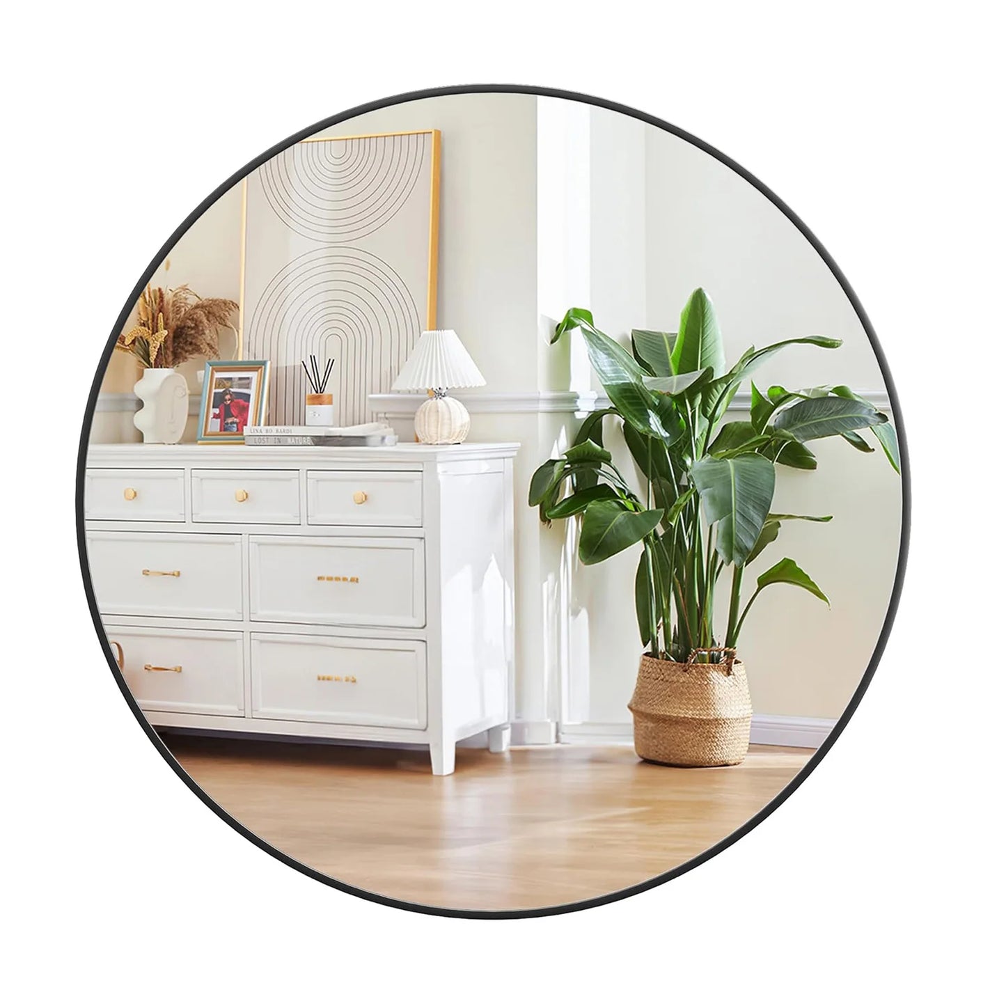 Round Mirror With Metal Frame Distortion Free Modern Rustic Decor