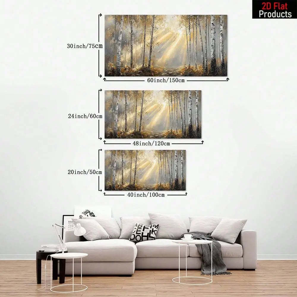 XMSJ Autumn Forest Sunlight Impressionist Canvas Wall Art Poster