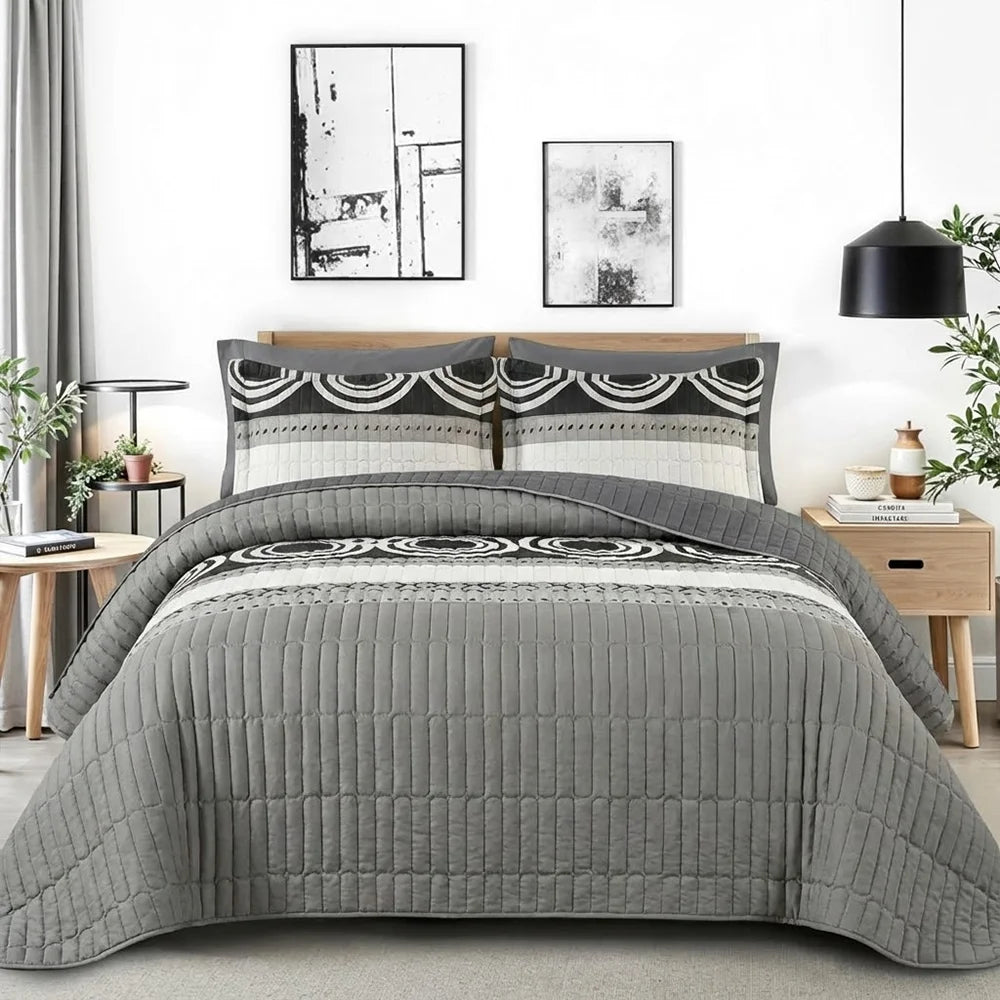 Premium Printed Polyester Bedspread Quilt Set For All Seasons