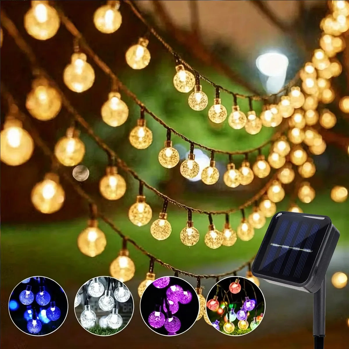 Solar Powered 100 LED Bubble Ball String Lights Garden Decor